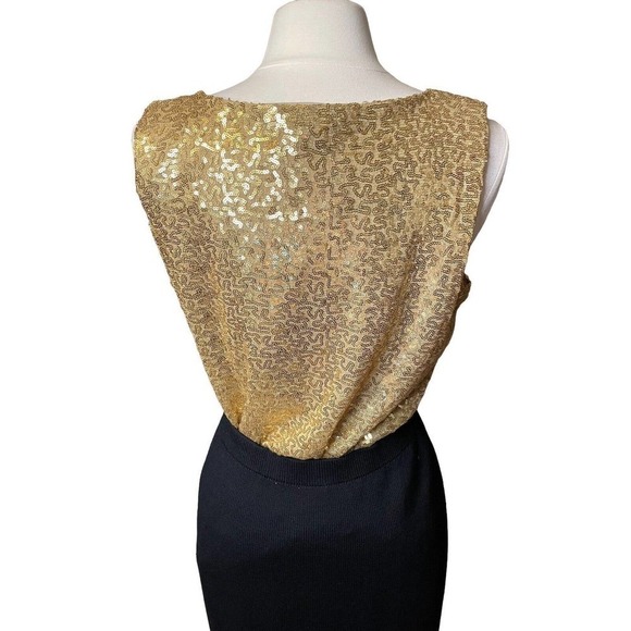 Anne Klein NEW Gold Sequin Tank Top Stretchy XL Formal Party - Picture 6 of 12